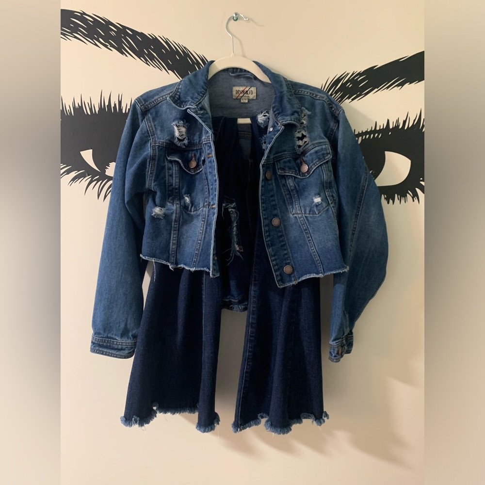 Two piece Distressed Denim Set